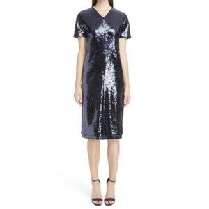 Victoria Beckham Black Sequin Midi Dress